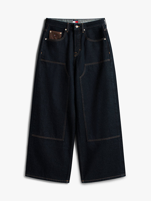 Knee Panel Mid Rise Loose Jeans