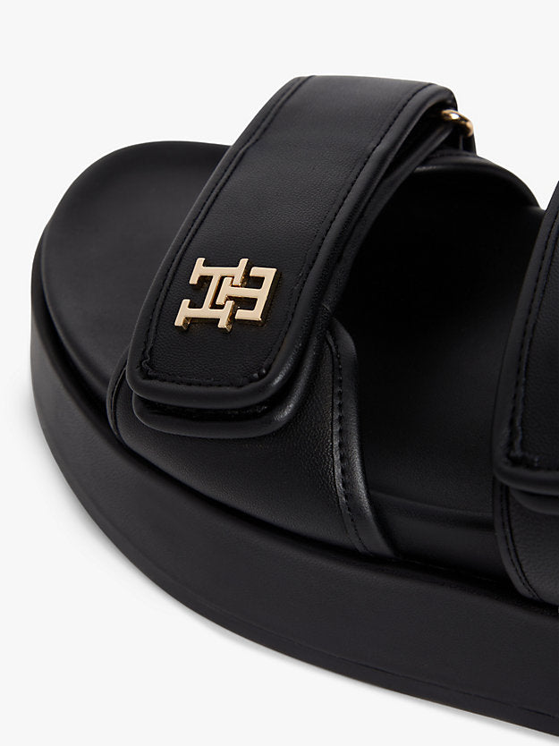 Leather Monogram Platform Sandals