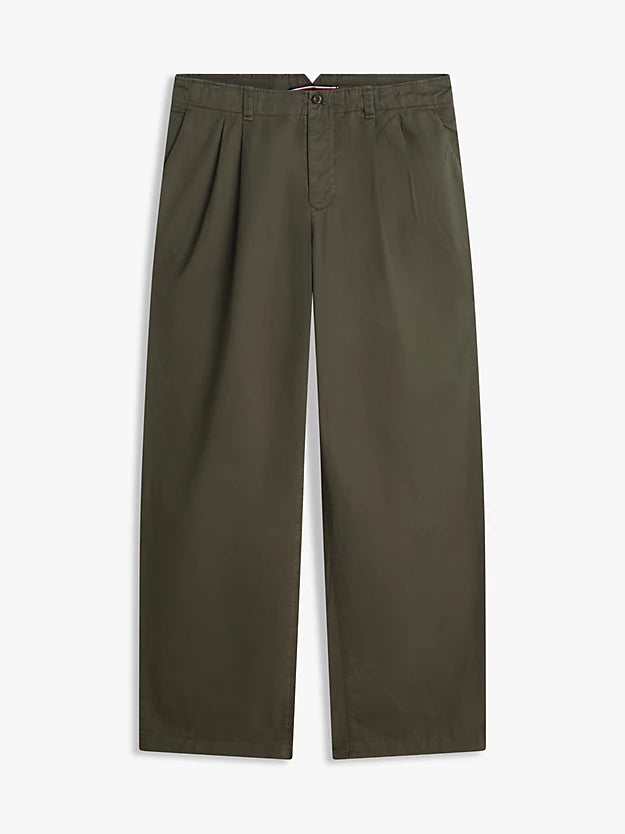 Lightweight Paper Touch Pleated Loose Trousers