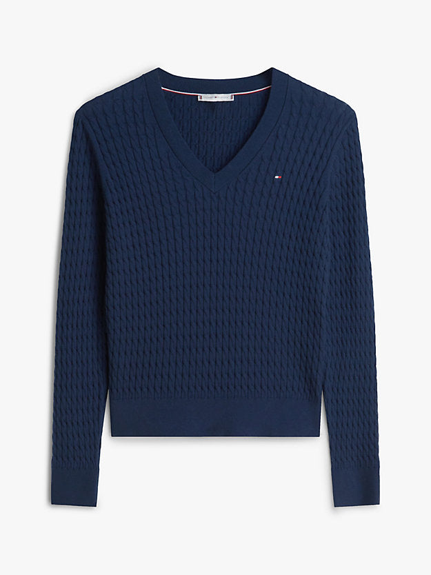 Cable Knit V-Neck Jumper