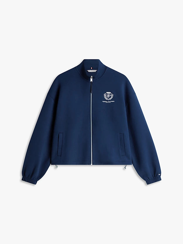 Crest Embroidery Relaxed Zip-Thru Jumper