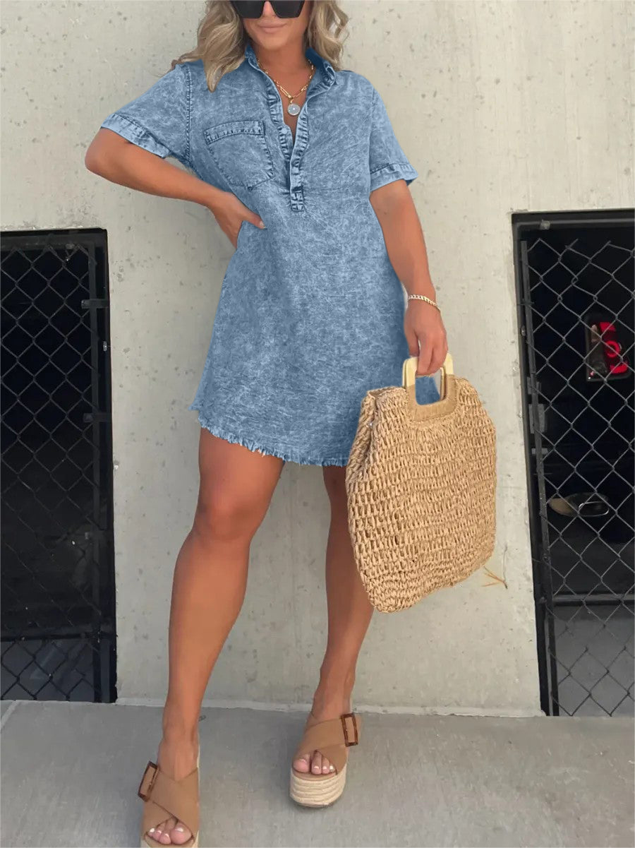 Nouvelle robe chemise lavée pour femme (2 achetées, livraison gratuite)