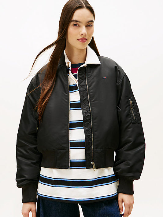Sleeve Pocket Twill Bomber Jacket