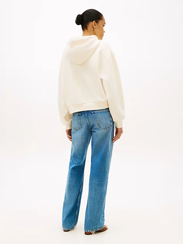 Textured Logo Relaxed Drawstring Hoody