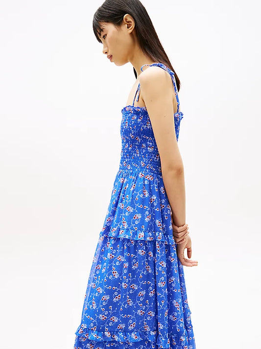 Print Extra Slim Chiffon Maxi Dress