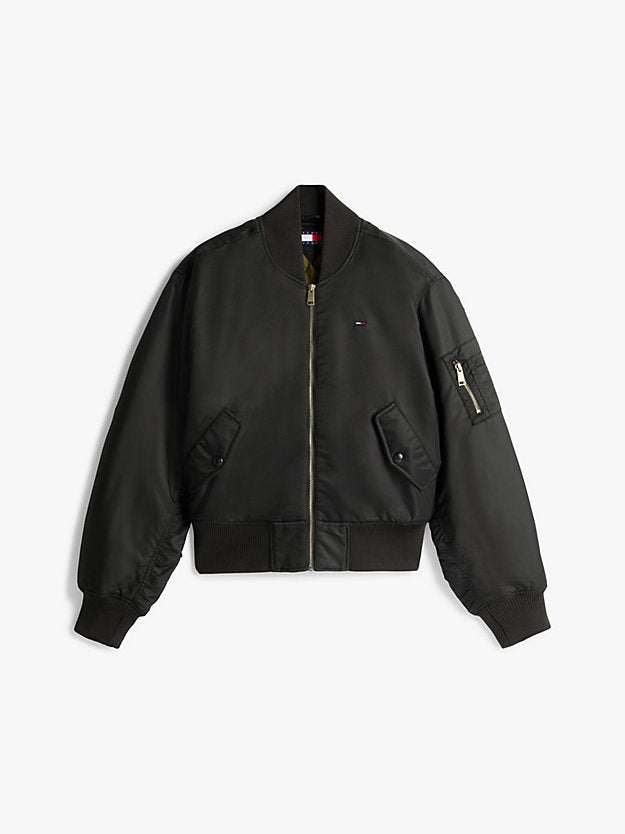 Sleeve Pocket Twill Bomber Jacket