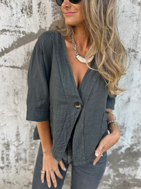 NOUVEAU🔥 Chemise en lin à poche