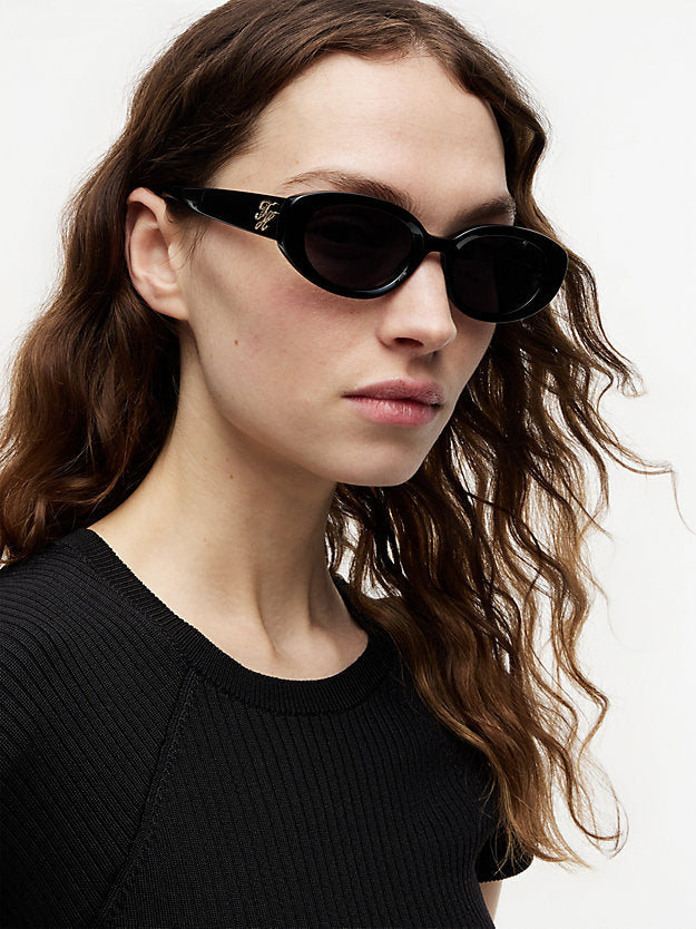 Logo Plaque Oval Sunglasses