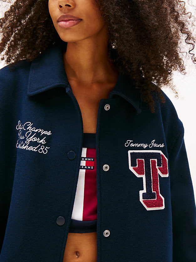 Padded Twill Oversized Varsity Jacket
