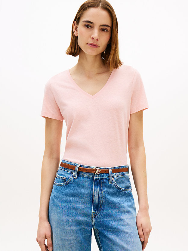 Linen Blend V-Neck T-Shirt