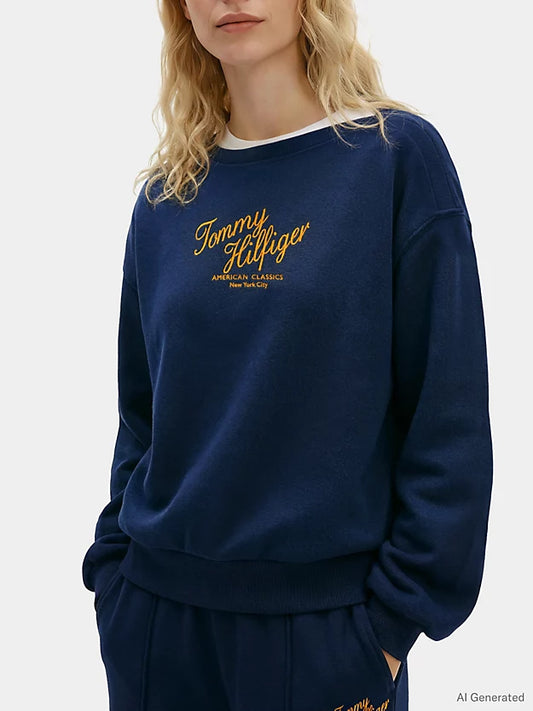 Logo Relaxed Boat Neck Sweatshirt