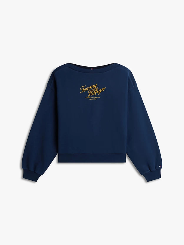Logo Relaxed Boat Neck Sweatshirt