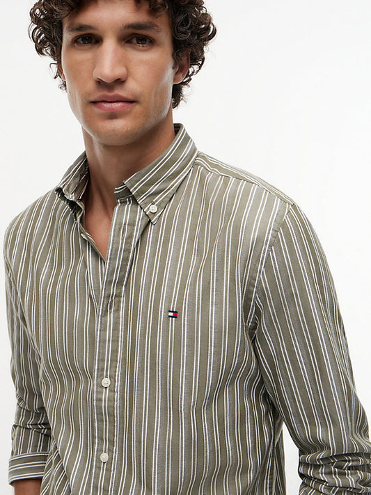 Regular Fit Textured Stripe Poplin Shirt