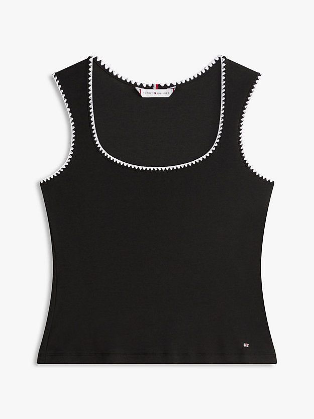 Contrast Stitch Ribbed Slim Tank Top