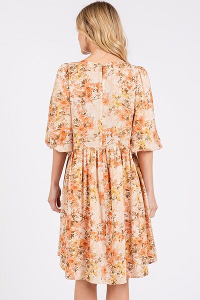 Mini-robe babydoll Mittoshop en mélange de lin imprimé fleuri
