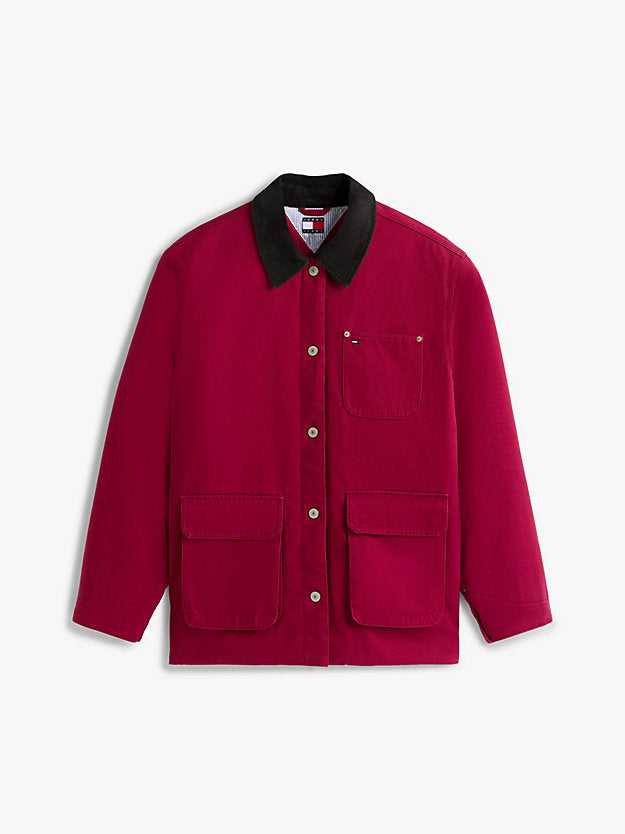 Corduroy Collar Twill Utility Jacket