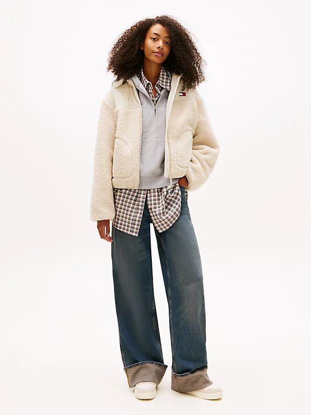 Badge Teddy Fleece Collared Jacket