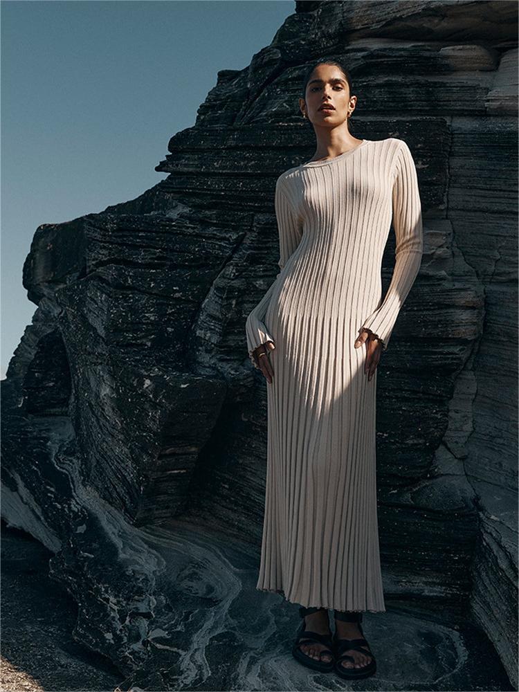 Robe Midi en Tricot à Manches pour l'Automne (Achetez-en 2, Livraison Gratuite)