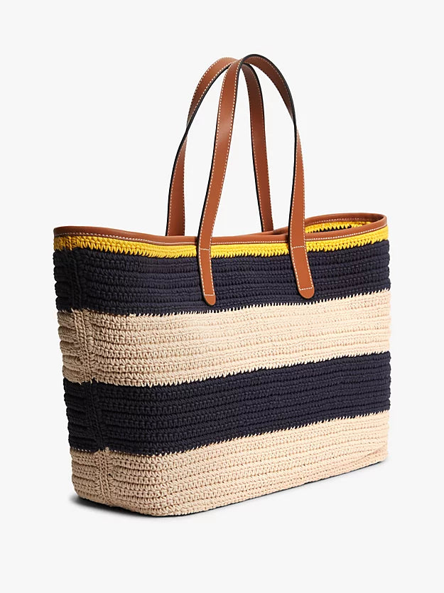 Woven Stripe Logo Appliqué Tote Bag