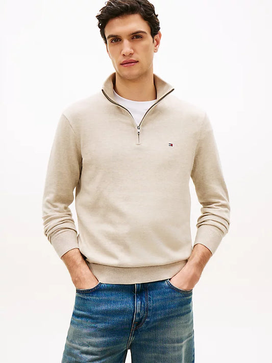 Flag Embroidery Quarter-Zip Jumper