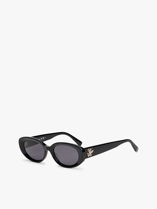 Logo Plaque Oval Sunglasses