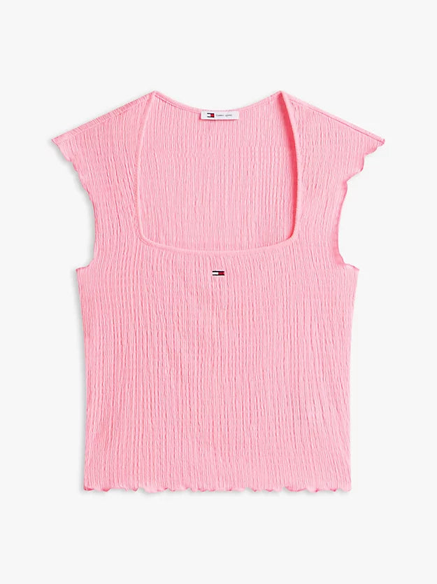 Smock Slim Seersucker Square Neck Top