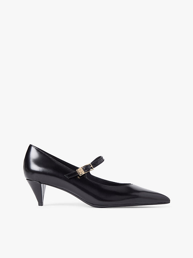 Shiny Leather Buckle Pointed Toe Heels
