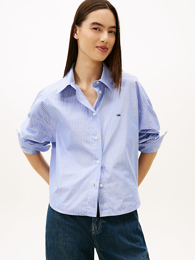 Oversized Fit Metallic Cropped Shirt