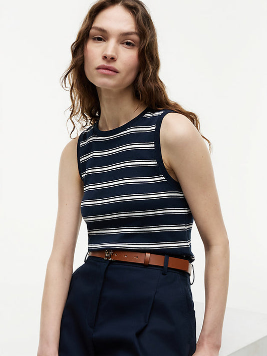 Stripe Slim Crew Neck Tank Top