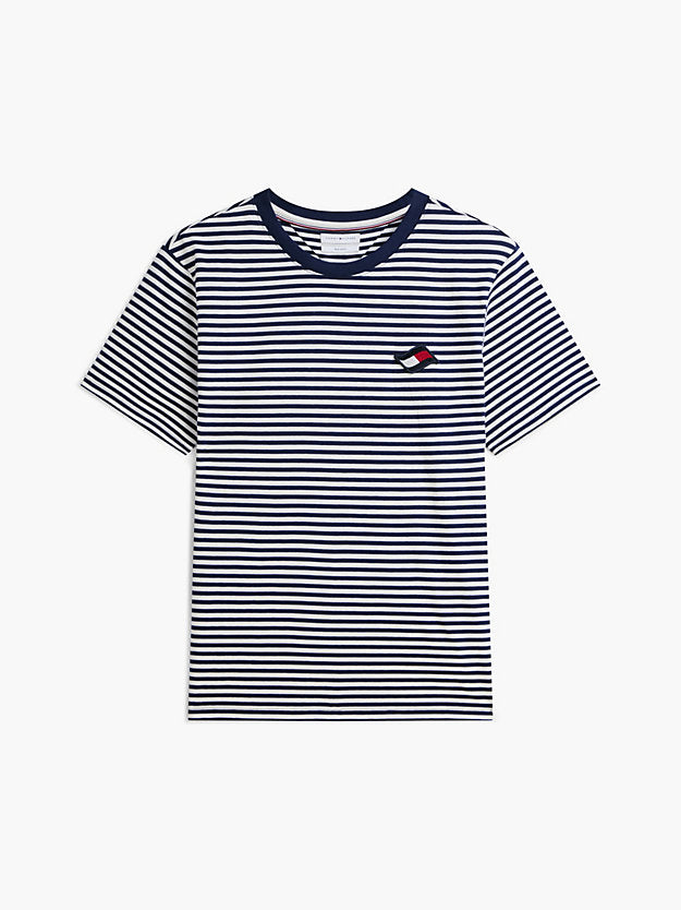 Wavy Flag Patch Stripe T-Shirt