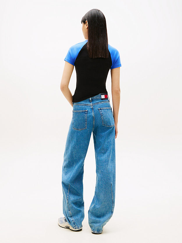 Mid Rise Twist Seam Barrel Leg Jeans