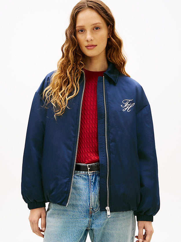 Water Repellent Satin Relaxed Padded Jacket