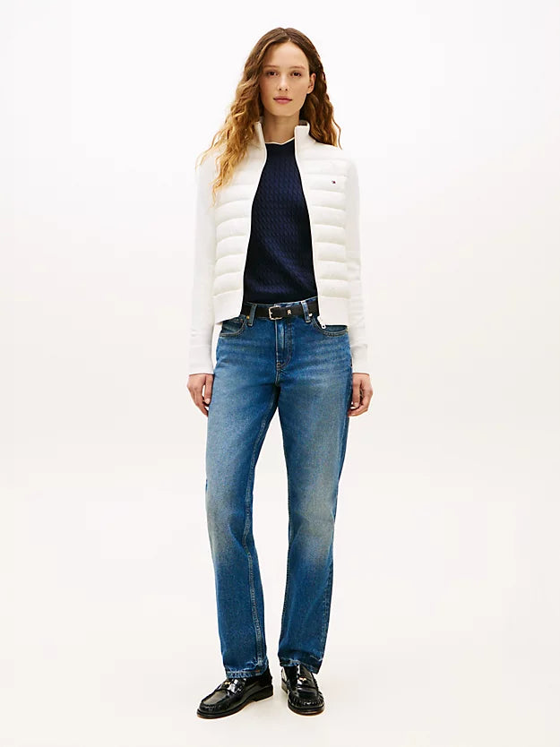 Lightweight Mixed Knit Padded Jacket