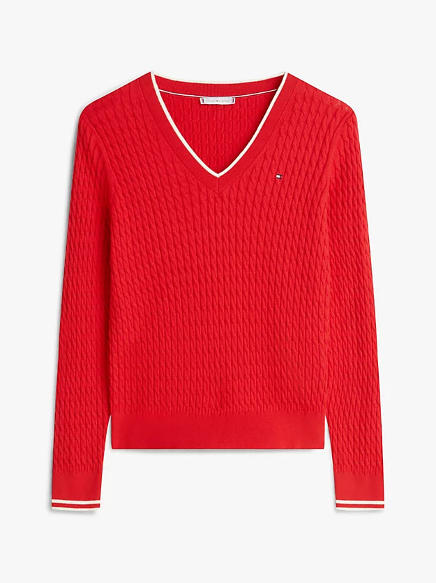 Cable Knit V-Neck Jumper