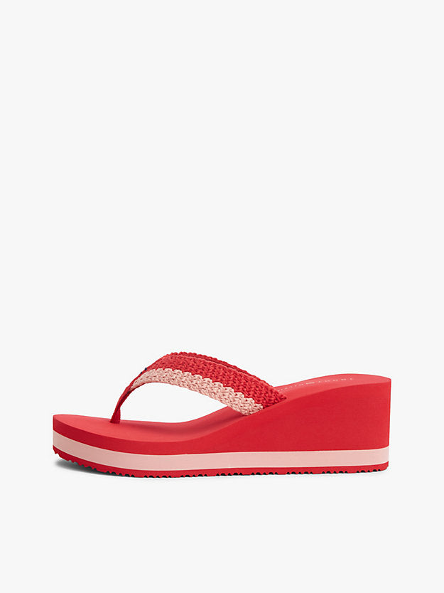 Wedge Heel Woven Flip-Flops