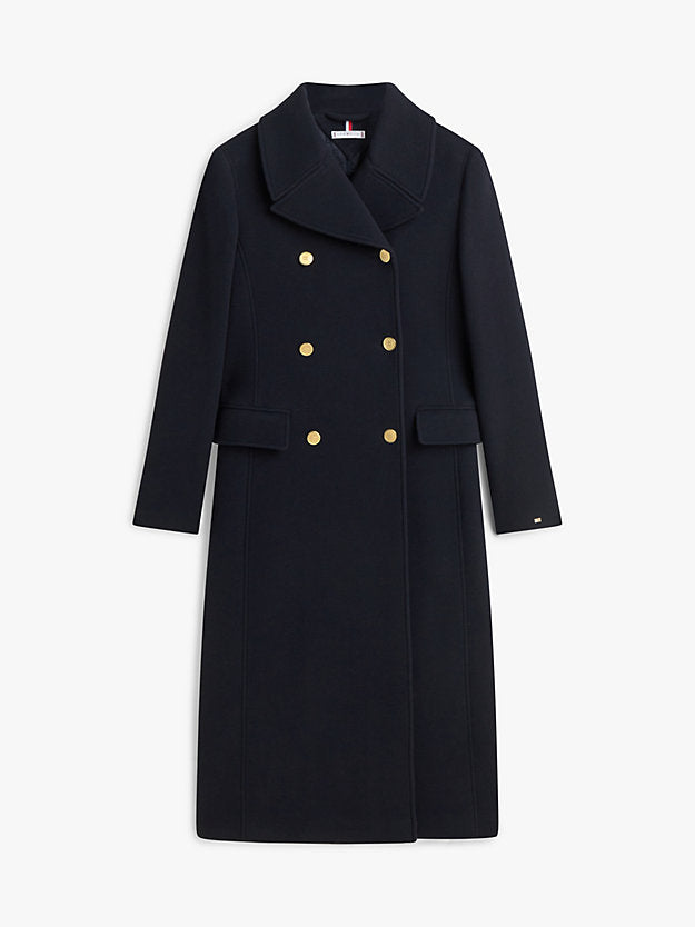 Wool Blend Longline Slim Tailored Coat