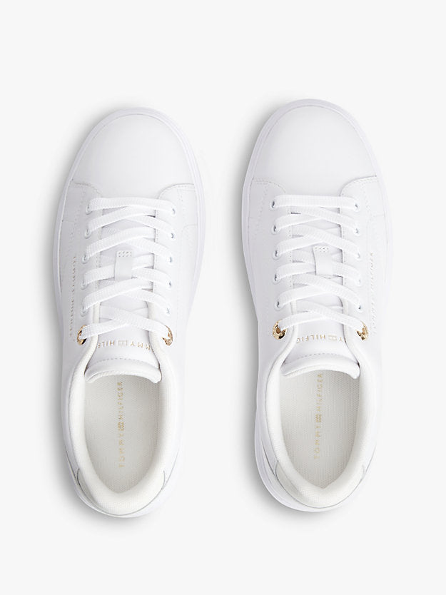 Leather Metallic Logo Cupsole Trainers