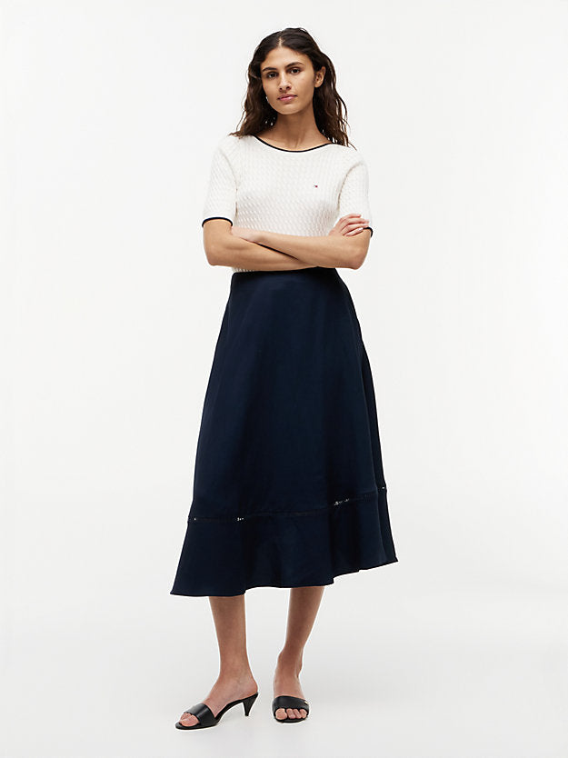 Logo Flare Midi Skirt WiLinen