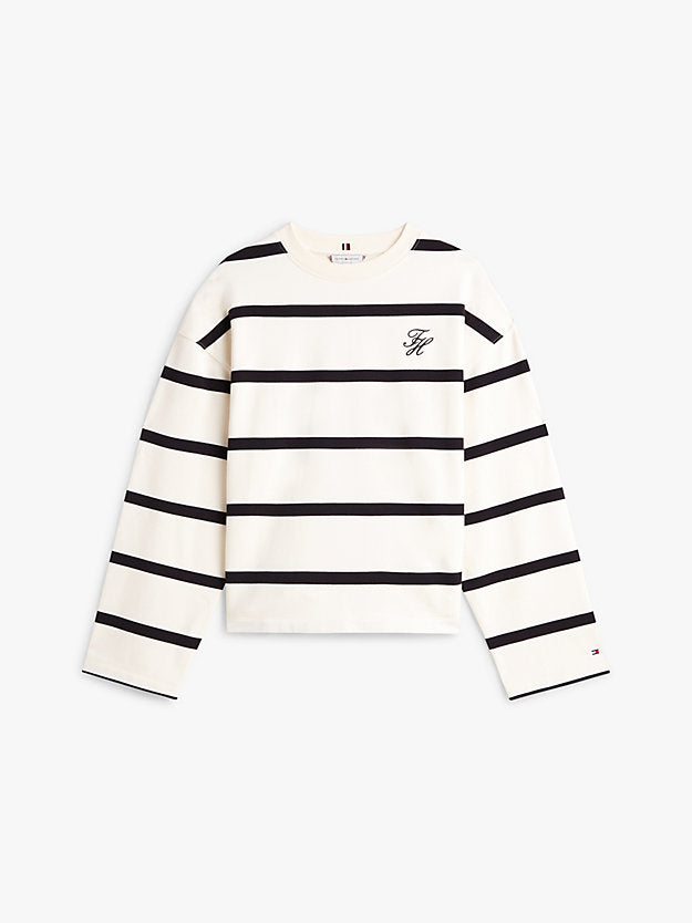 Logo Embroidery Terry Crew Neck Sweatshirt