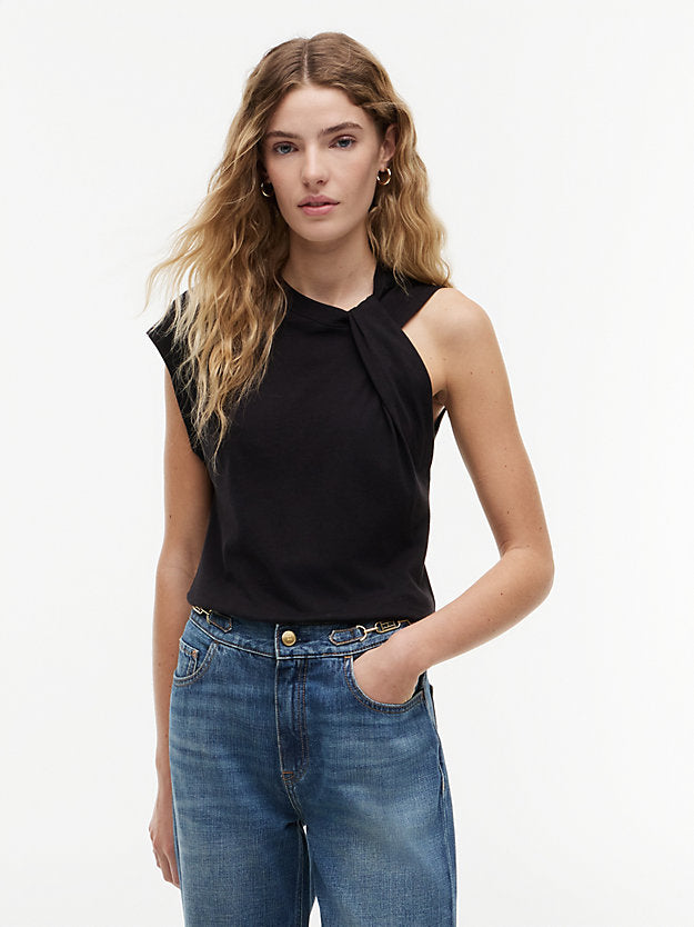 Knot Textured Jersey Sleeveless Top