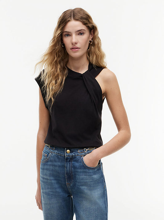 Knot Textured Jersey Sleeveless Top