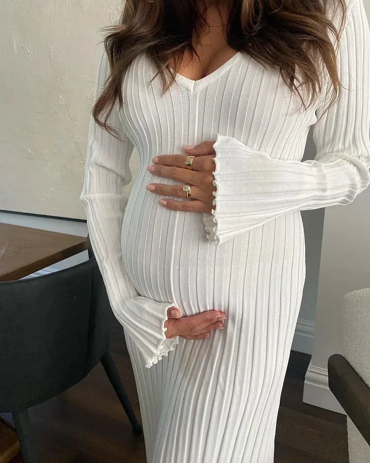 Robe Midi en Tricot à Manches pour l'Automne (Achetez-en 2, Livraison Gratuite)
