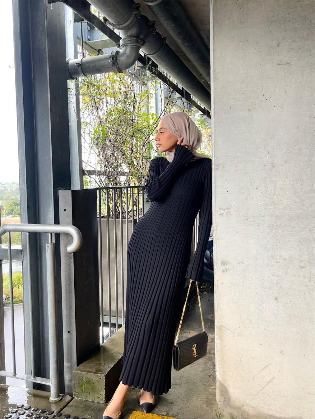 Robe Midi en Tricot à Manches pour l'Automne (Achetez-en 2, Livraison Gratuite)
