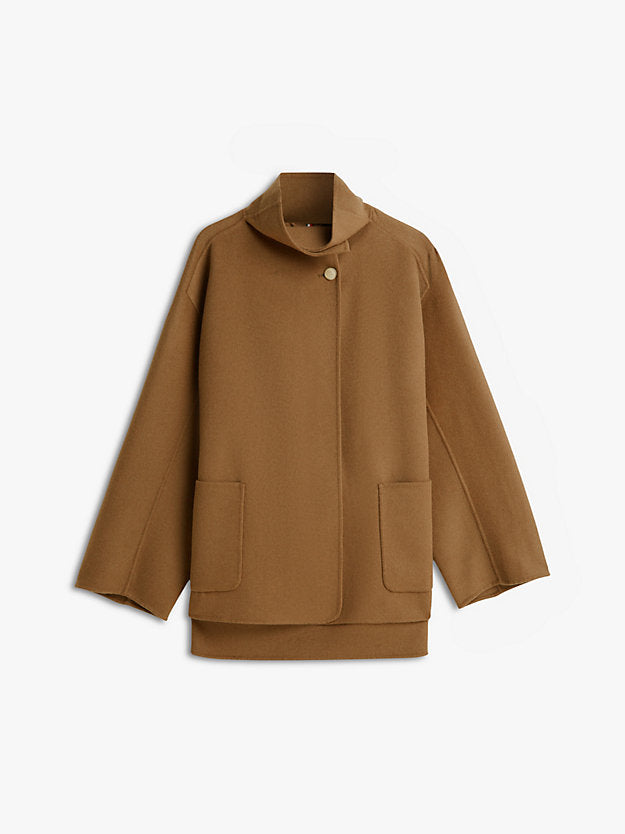 Wool Blend Funnel Neck Oversized Coat