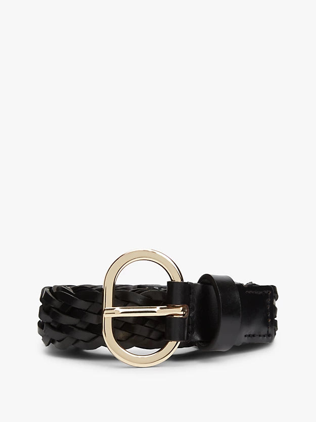 Chic Oval Buckle Braided Leather Belt