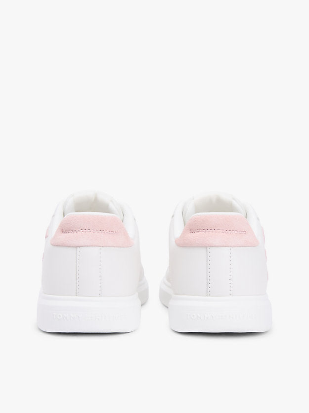 Leather Logo Embroidery Court Trainers