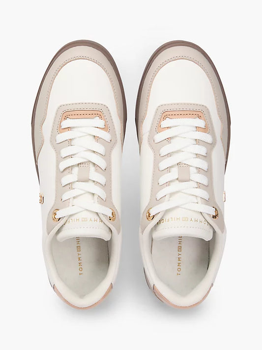 Leather Mixed Texture Cupsole Trainers