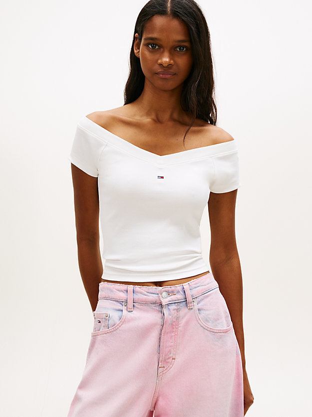 Off-The-Shoulder Ribbed Slim Top