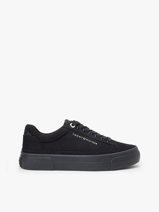 Metallic Logo Canvas Platform Trainers