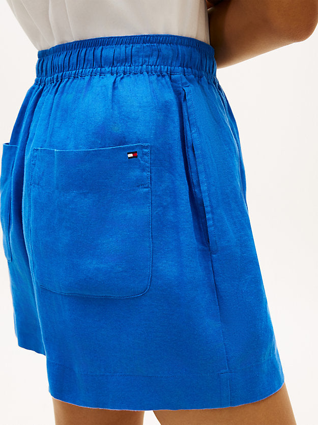 Flag Embroidery Pure Linen Shorts